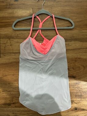 lululemon athletica Light Gray Tank with Neon Pink Strappy Built-in Bra